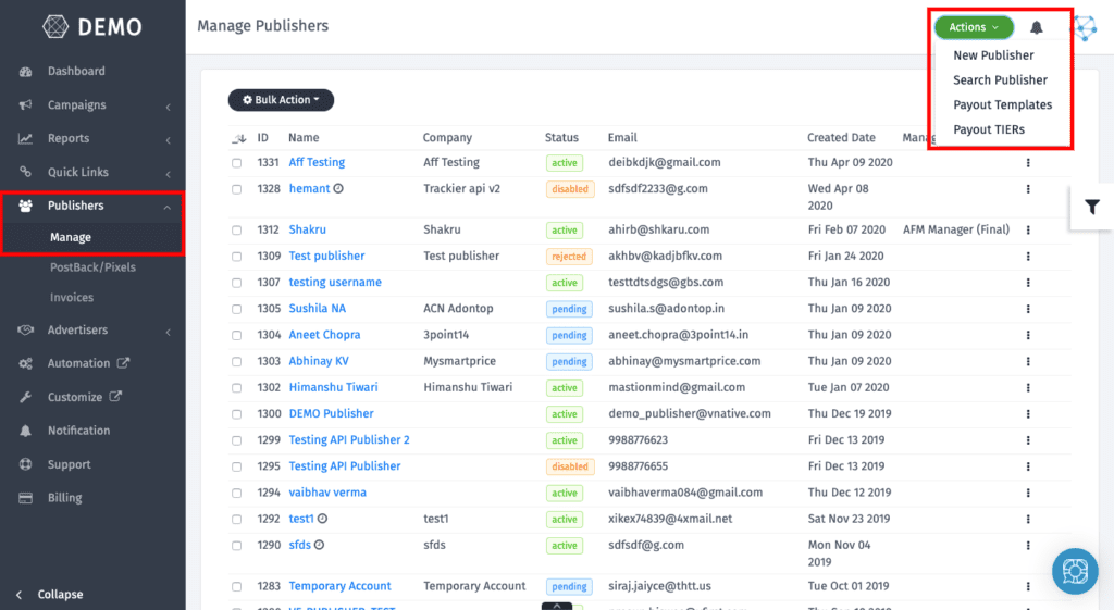 Publisher Manage Update