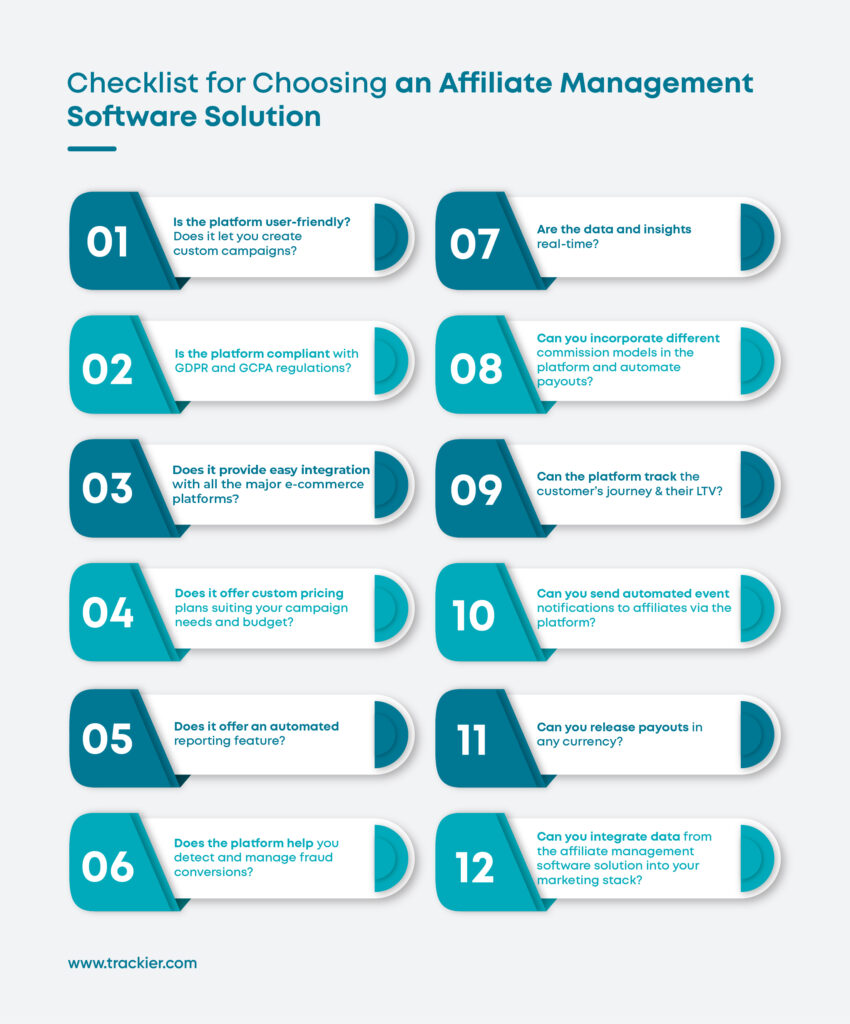 checklist for choosing an affiliate management software solution